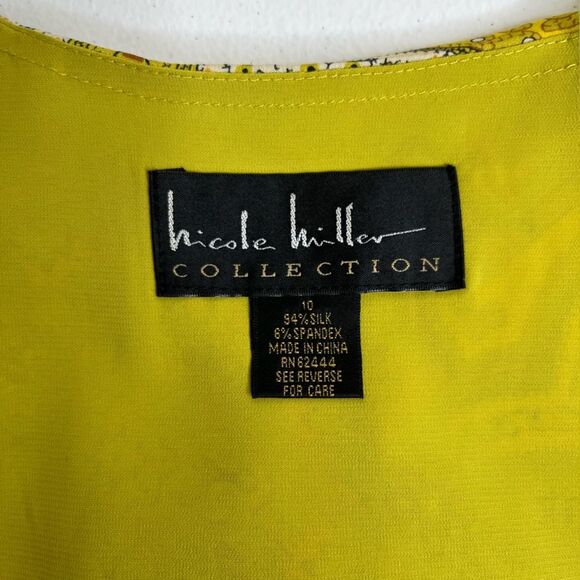 Vintage Y2K Nicole Miller Silk Dress Square Neck Sleeveless Ruching Women 10 - Picture 9 of 14